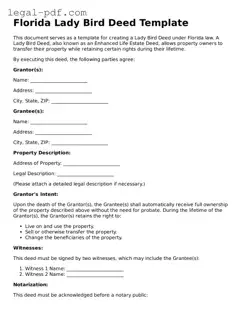 Legal  Lady Bird Deed Document for Florida