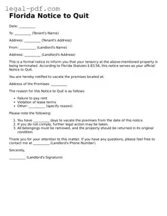 Legal  Notice to Quit Document for Florida