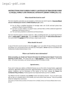 Blank Florida Financial Affidavit Short 12.902(b) Form