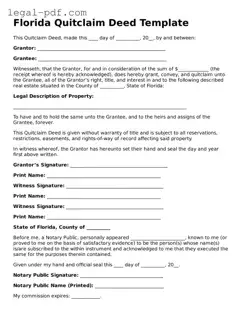 Legal  Quitclaim Deed Document for Florida
