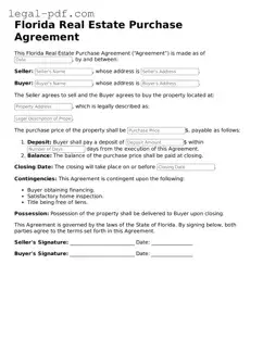 Legal  Real Estate Purchase Agreement Document for Florida