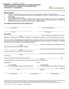 Blank Florida Realtors Residential Lease Form