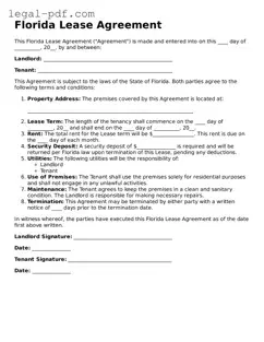 Legal  Lease Agreement Document for Florida