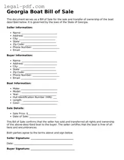 Legal  Boat Bill of Sale Document for Georgia