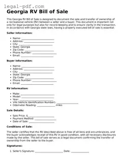 Legal  RV Bill of Sale Document for Georgia