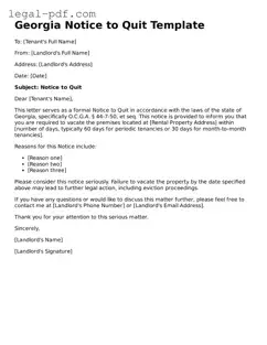 Legal  Notice to Quit Document for Georgia