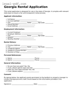 Legal  Rental Application Document for Georgia