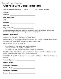 Legal  Gift Deed Document for Georgia