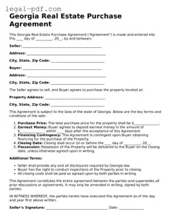 Legal  Real Estate Purchase Agreement Document for Georgia