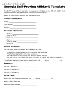 Legal  Self-Proving Affidavit Document for Georgia