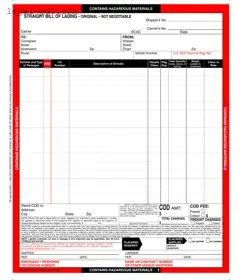 Blank Hazard Bill Of Ladden Form