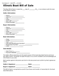 Legal  Boat Bill of Sale Document for Illinois