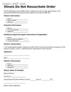 Legal  Do Not Resuscitate Order Document for Illinois