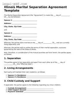 Legal  Marital Separation Agreement Document for Illinois