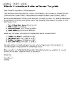 Legal  Homeschool Letter of Intent Document for Illinois