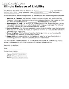 Legal  Release of Liability Document for Illinois