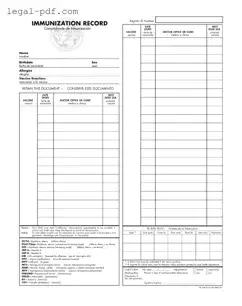 Blank Immunization Record Form