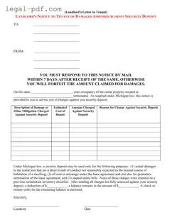 Blank Landlord Damages Letter Form