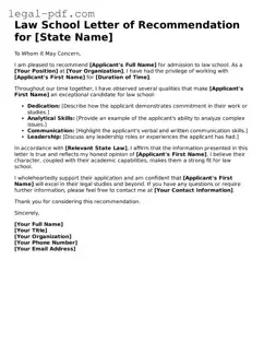 Valid Law School Letter of Recommendation Template