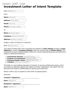 Valid Investment Letter of Intent Template