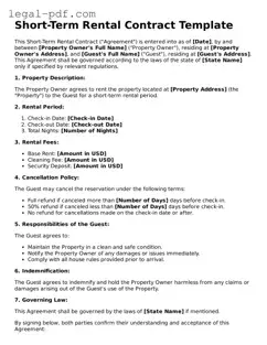 Valid Short-Term Rental Contract Template