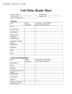 Blank Make Ready Checklist Form