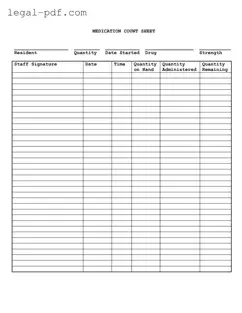 Blank Medication Count Sheet Form
