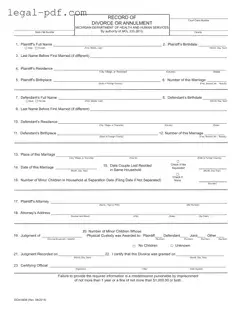 Blank Michigan Dch 0838 Form