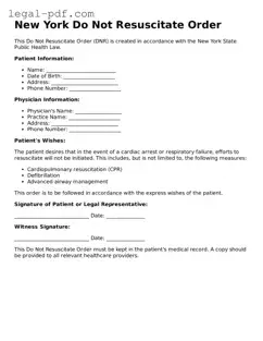 Legal  Do Not Resuscitate Order Document for New York