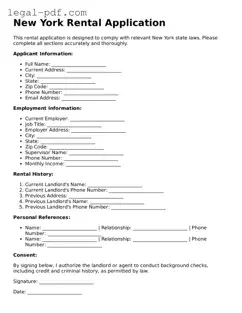Legal  Rental Application Document for New York
