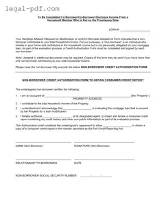 Blank Non Borrower Credit Authorization Form