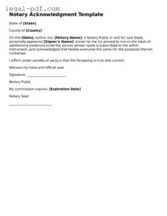 Valid Notary Acknowledgement Template