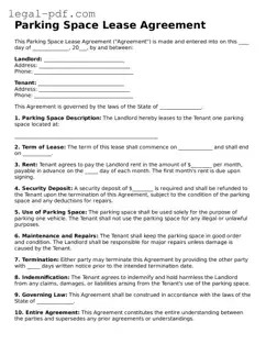 Valid Parking Space Lease Agreement Template