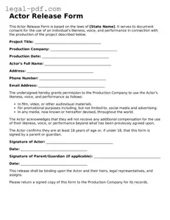 Valid Actor Release Template