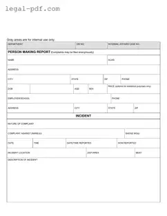 Blank Police Report Form