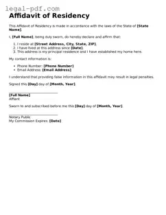 Valid Affidavit of Residency Template