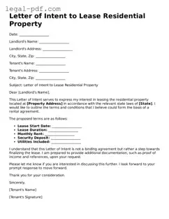 Valid Letter of Intent to Lease Residential Property Template