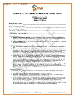 Blank Roofing Warranty Certificate Form