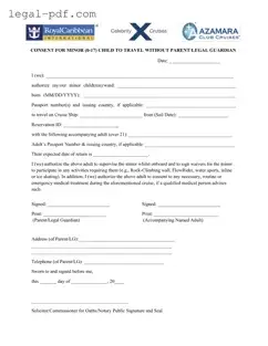 Blank Royal Caribbean Parental Consent Form