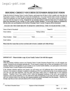 Blank Section 8 Voucher Extension Form