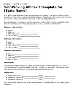 Valid Self-Proving Affidavit Template
