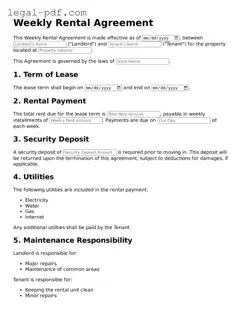 Valid Weekly Rental Agreement Template