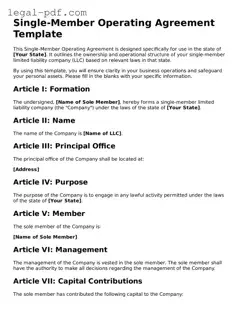 Valid Single-Member Operating Agreement Template