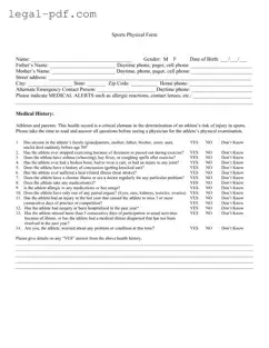 Blank Sports Physical Form