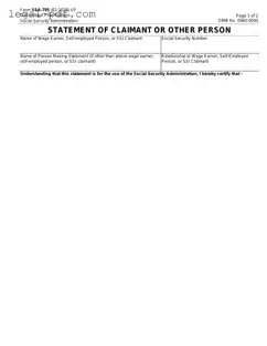 Blank SSA SSA-795 Form