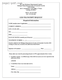 Blank Michigan Ged Transcript Request Form
