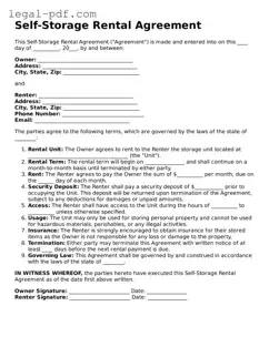 Valid Self-Storage Rental Agreement Template