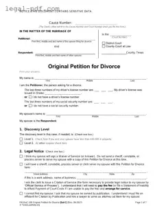 Blank Texas Law Help FM-DivC-100 Original Petition for Divorce Set C Form