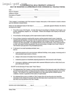 Blank Texas residential property affidavit T-47 Form