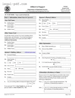 Blank USCIS I-134 Form